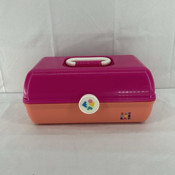 Caboodles Pink Peach Color Block Makeup Jewelry Case Holder Made In USA - Picture 1 of 9